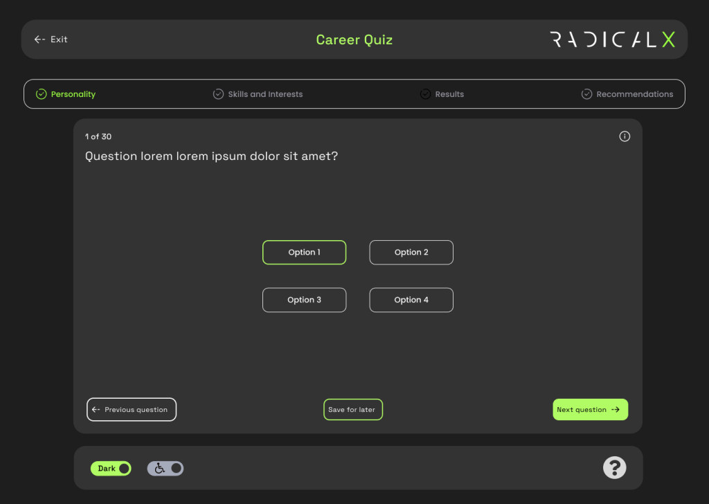 multiple choice dark mode